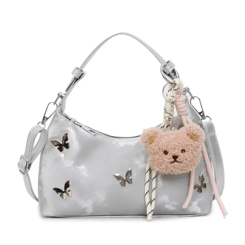 Transparent Butterfly Bag with Bear Charm - Image 3