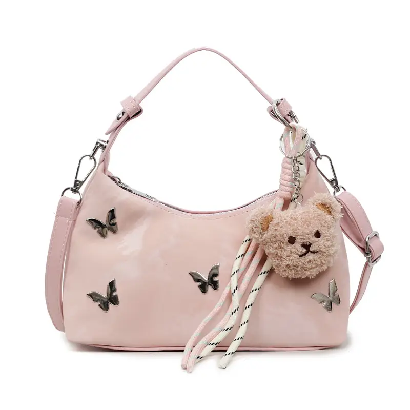 Transparent Butterfly Bag with Bear Charm - Image 4