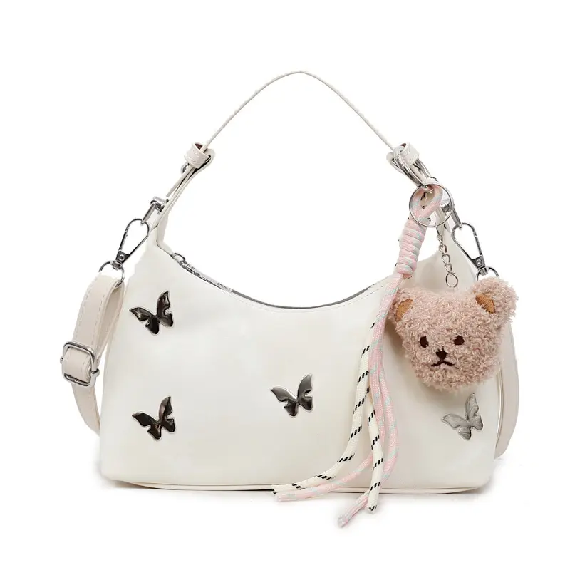 Transparent Butterfly Bag with Bear Charm - Image 5