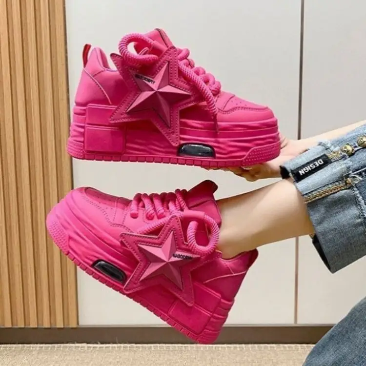 2025 Autumn New Ins Thick-Soled Versatile Women's Fashion Casual Shoes Student Height-Increasing Leather White Sneakers for Women - Image 8