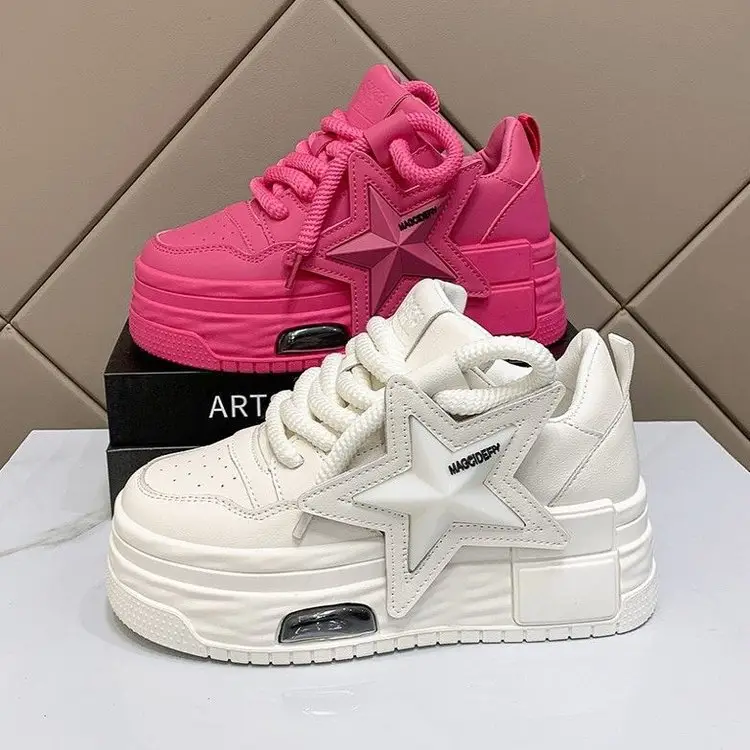 2025 Autumn New Ins Thick-Soled Versatile Women's Fashion Casual Shoes Student Height-Increasing Leather White Sneakers for Women — feature 4