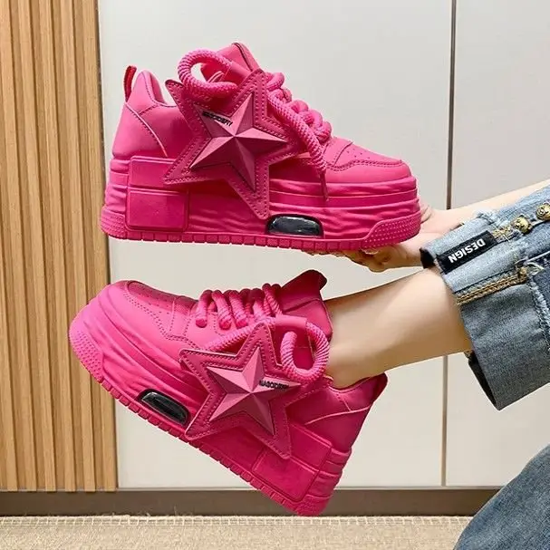2025 Autumn New Ins Thick-Soled Versatile Women's Fashion Casual Shoes Student Height-Increasing Leather White Sneakers for Women — feature 5