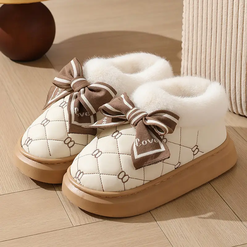 Women's Autumn and Winter Indoor Home Warm Plush Thick-Soled Lightweight Maternity Slippers with a Soft Cotton Feel - Image 5