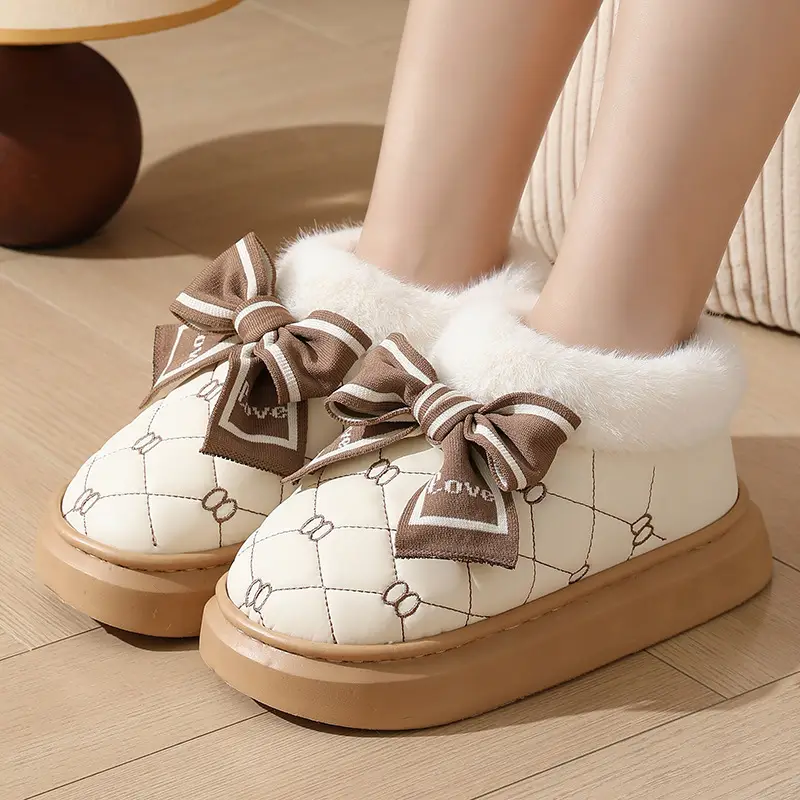 Women's Autumn and Winter Indoor Home Warm Plush Thick-Soled Lightweight Maternity Slippers with a Soft Cotton Feel - Image 6