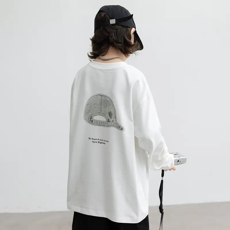Boys Long Sleeve T-Shirt White 2026 Spring Wear