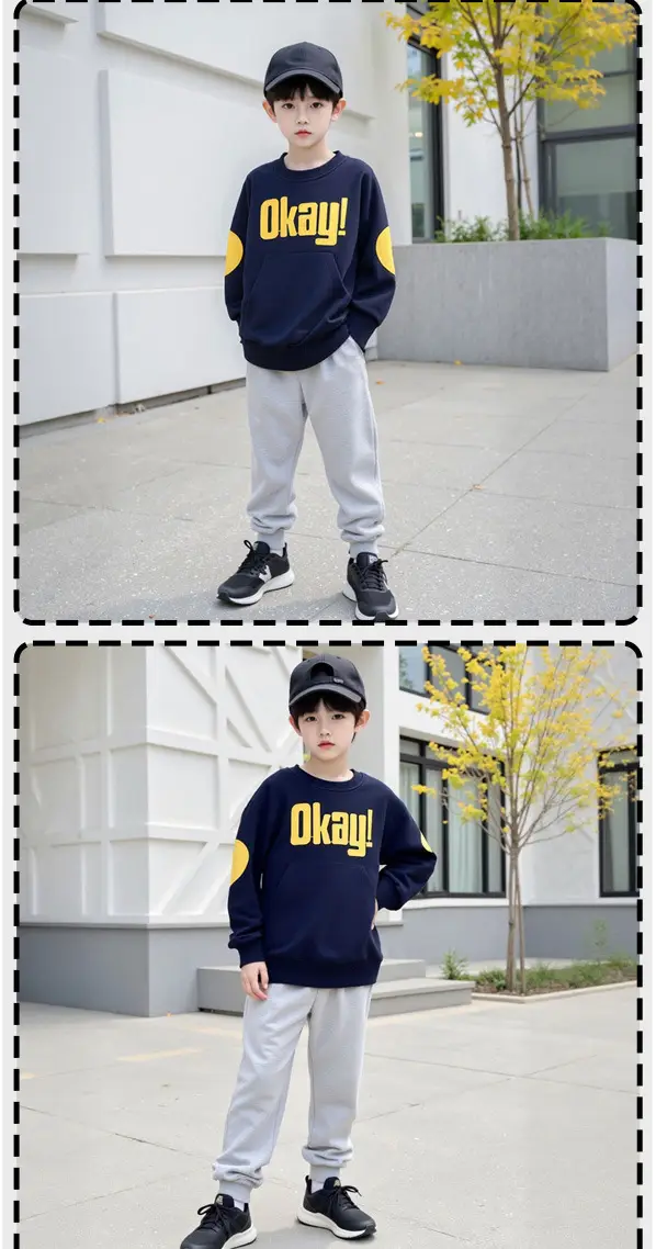 Boys Sweatshirt Navy Blue Okay Yellow Print 2025 — feature 5