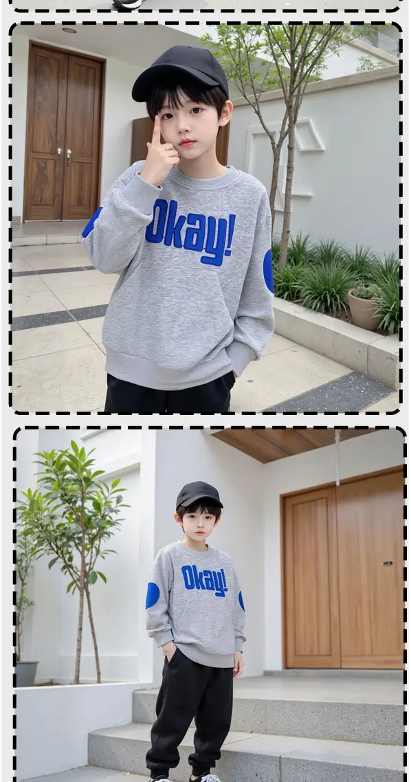 Boys Sweatshirt Navy Blue Okay Yellow Print 2025 — feature 6