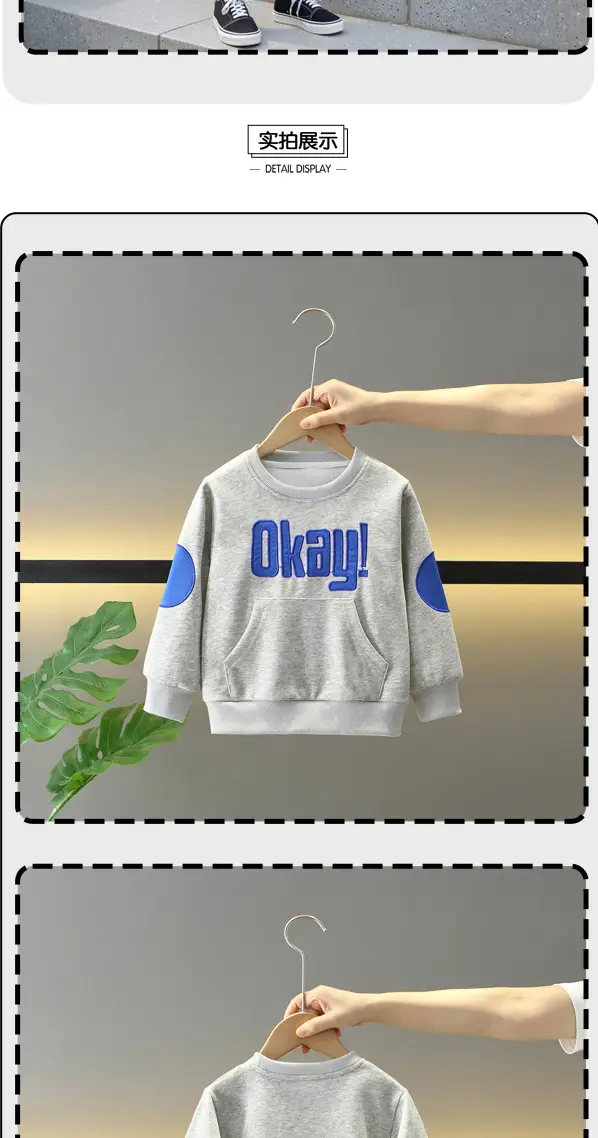 Boys Sweatshirt Navy Blue Okay Yellow Print 2025 — feature 7