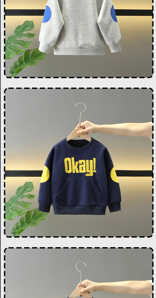 Boys Sweatshirt Navy Blue Okay Yellow Print 2025 — feature 8