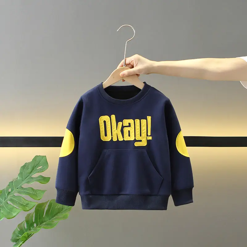 Boys Sweatshirt Navy Blue Okay Yellow Print 2025