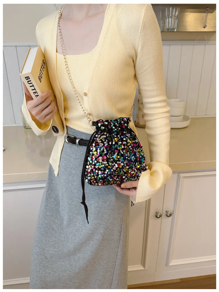 Women Sequined Drawstring Bucket Bag 2025 New Fashion — feature 10