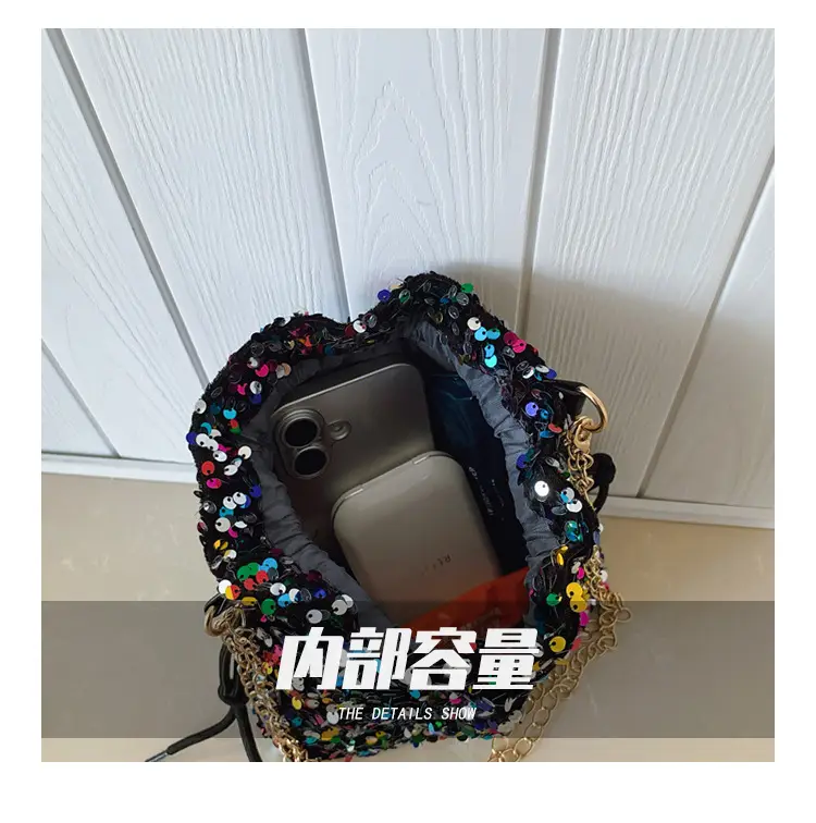 Women Sequined Drawstring Bucket Bag 2025 New Fashion — feature 6