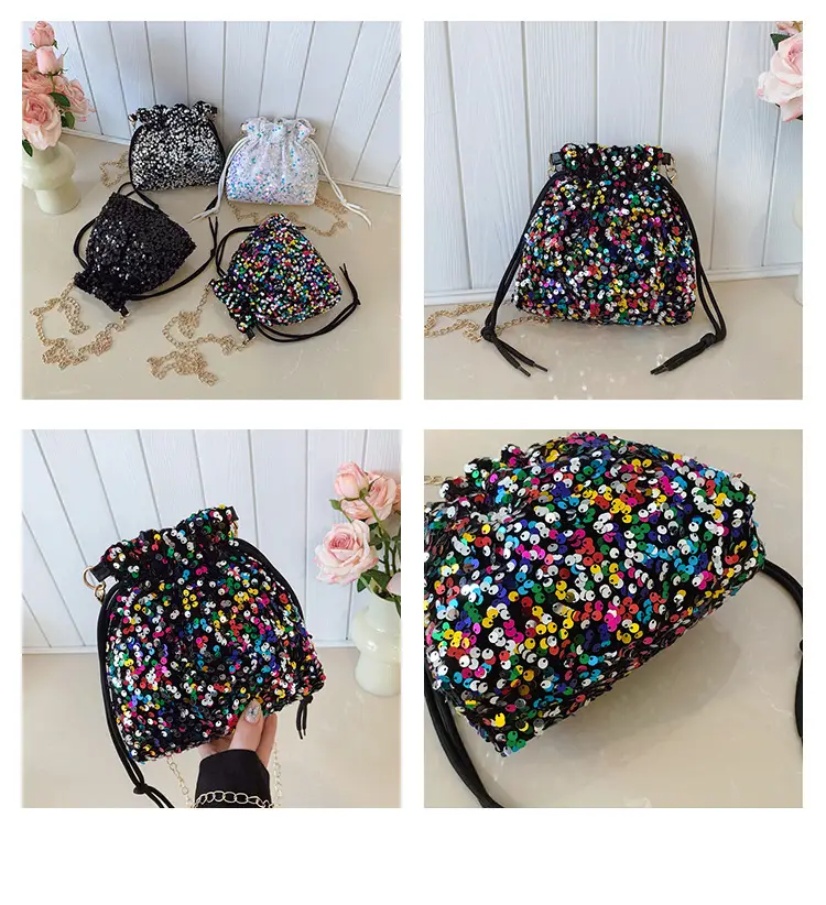 Women Sequined Drawstring Bucket Bag 2025 New Fashion — feature 7