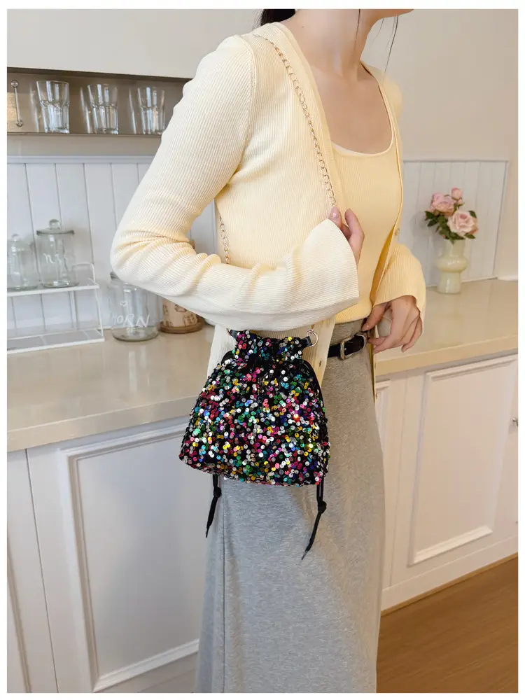 Women Sequined Drawstring Bucket Bag 2025 New Fashion — feature 9