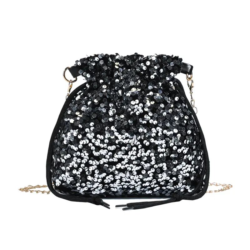 Women Sequined Drawstring Bucket Bag 2025 New Fashion - Image 3