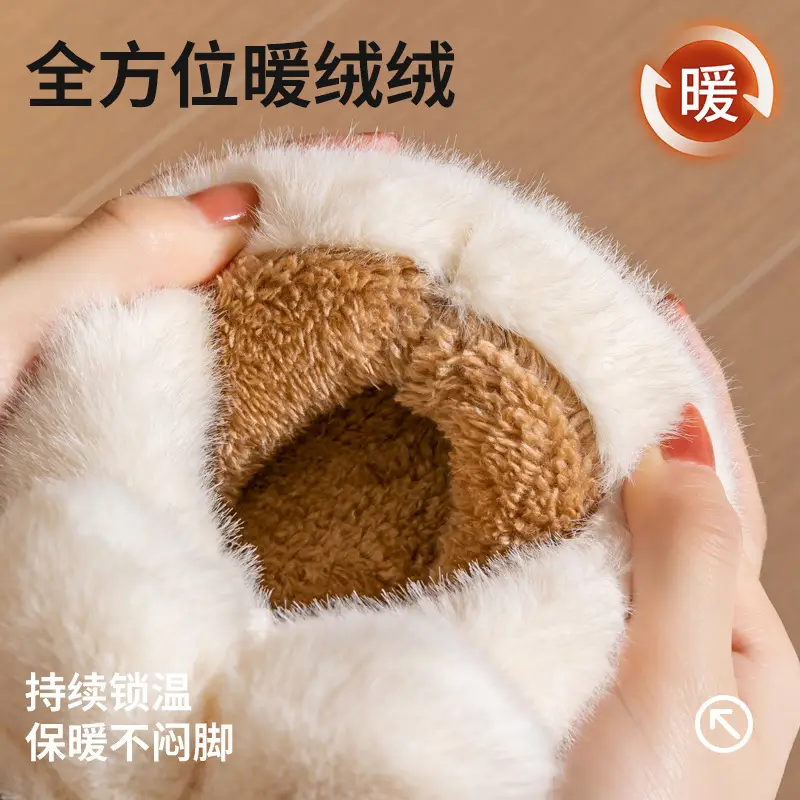 Cotton Slippers for Women, Autumn and Winter 2026 New Style, Closed-Back Home Indoor Warm Non-Slip Cotton Shoes, Suitable for Outdoor Wear, Men's Version with Added Fleece