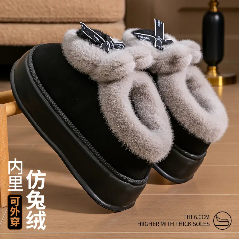 Cotton Slippers for Women, Autumn and Winter 2026 New Style, Closed-Back Home Indoor Warm Non-Slip Cotton Shoes, Suitable for Outdoor Wear, Men's Version with Added Fleece — feature 4