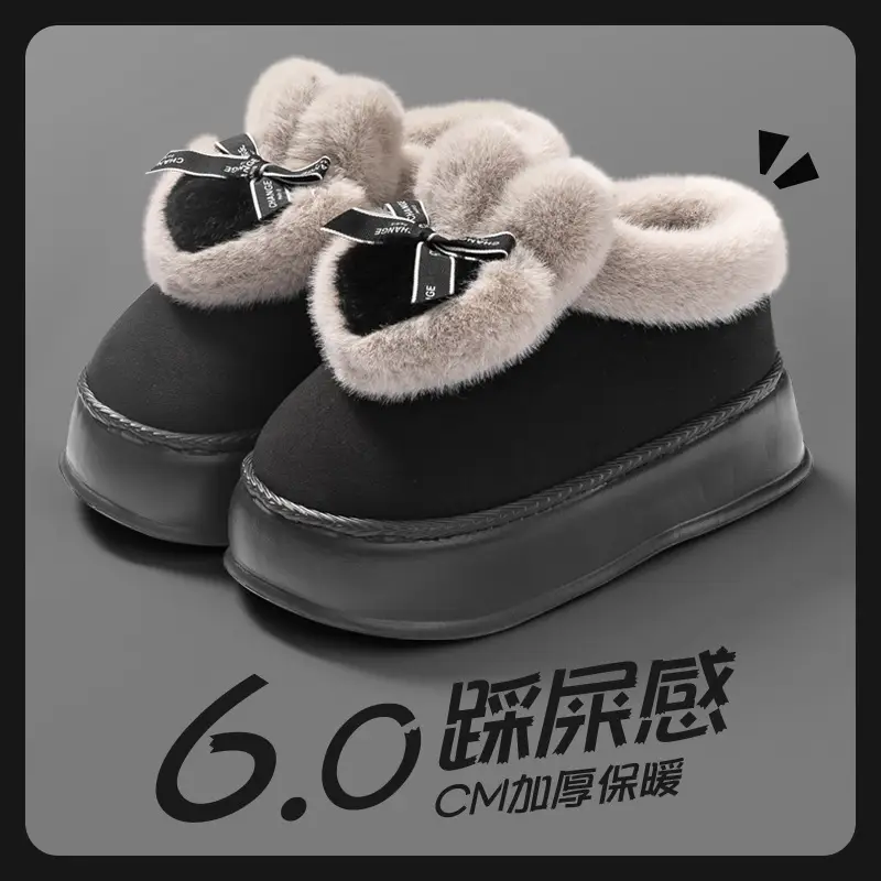 Cotton Slippers for Women, Autumn and Winter 2026 New Style, Closed-Back Home Indoor Warm Non-Slip Cotton Shoes, Suitable for Outdoor Wear, Men's Version with Added Fleece