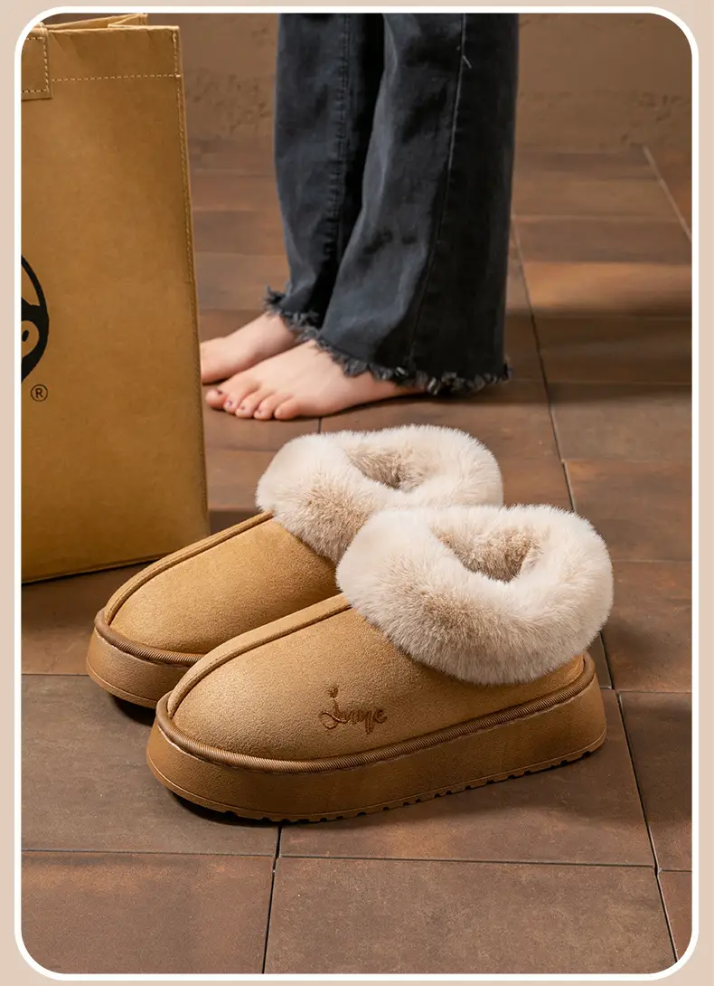 Women's Winter Indoor Home Slippers with Warm Plush, Thick-Soled Couple's Maternity Autumn Slippers for Men — feature 20