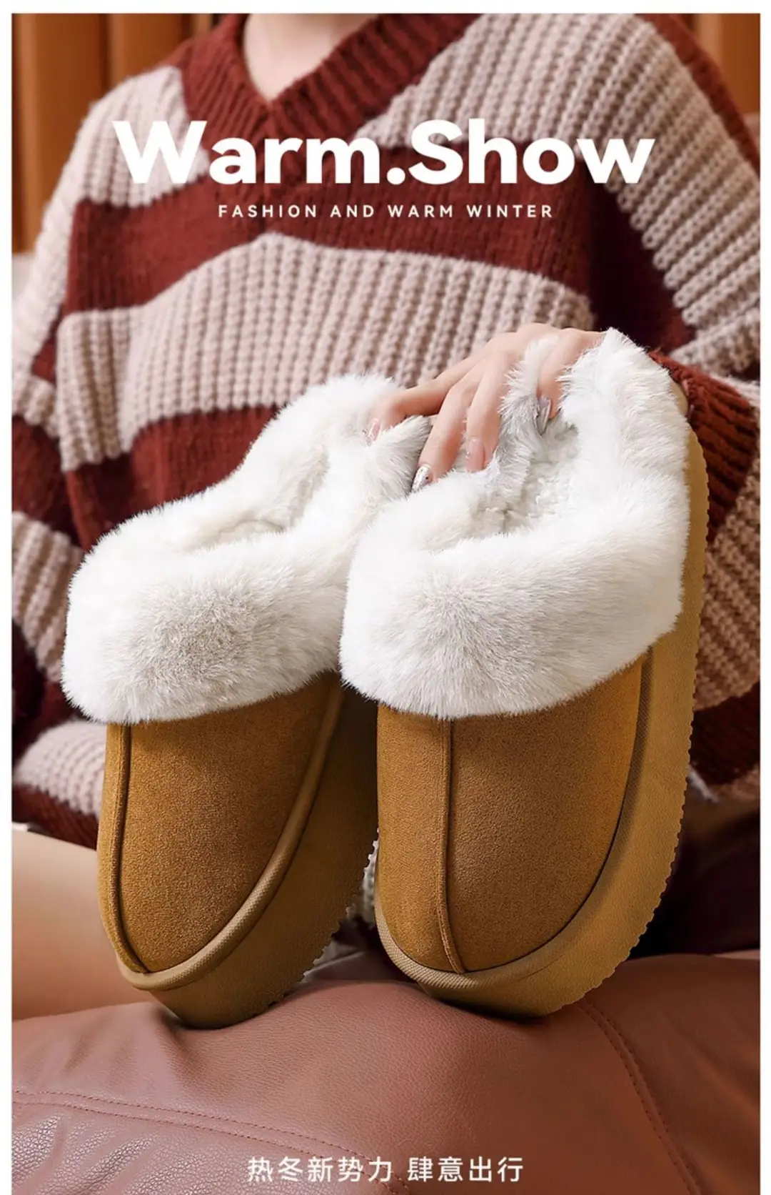 Cotton Slippers for Women Autumn and Winter New Style Indoor Home Plush Thick-Soled Warm Birkenstock Slippers Outer Wear Cotton Shoes Wholesale — feature 8
