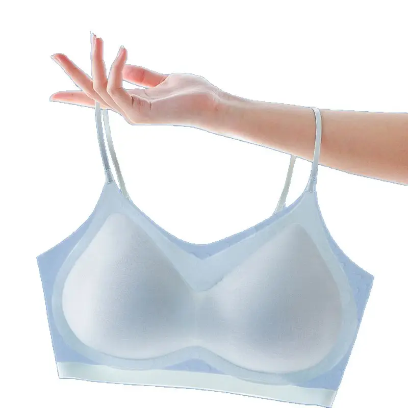 Ultra-Thin Jelly Ice Silk Seamless Underwear, Nude Feel, Breathable, Makes Large Bust Appear Smaller, Beautiful Back, Comfortable for Sleeping, Cool Sensation, Strap Wrap Bra