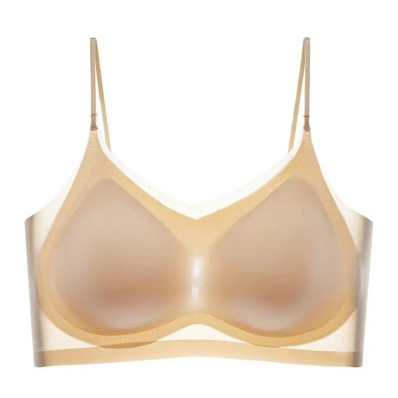 Ultra-Thin Jelly Ice Silk Seamless Underwear, Nude Feel, Breathable, Makes Large Bust Appear Smaller, Beautiful Back, Comfortable for Sleeping, Cool Sensation, Strap Wrap Bra