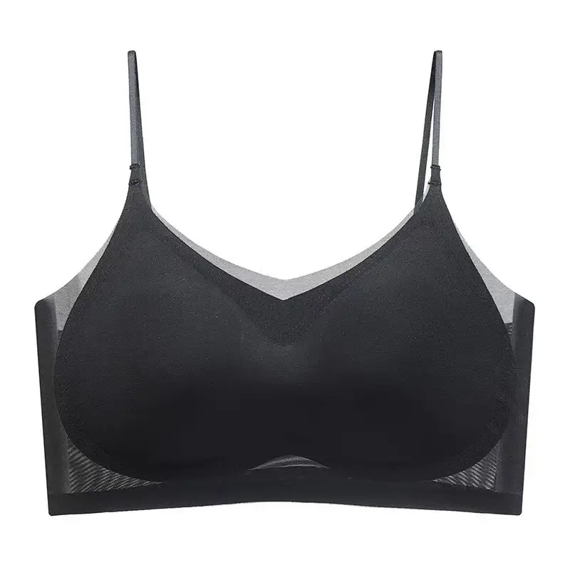 Ultra-Thin Jelly Ice Silk Seamless Underwear, Nude Feel, Breathable, Makes Large Bust Appear Smaller, Beautiful Back, Comfortable for Sleeping, Cool Sensation, Strap Wrap Bra