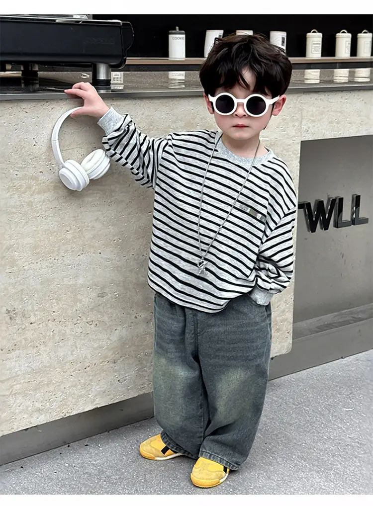 Boys Striped Long Sleeve T-Shirt 2025 Kids Casual Wear — feature 10