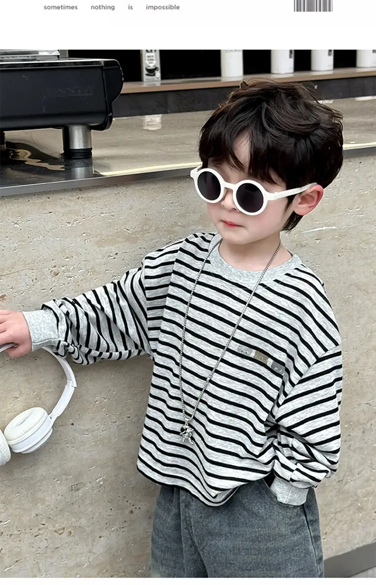 Boys Striped Long Sleeve T-Shirt 2025 Kids Casual Wear — feature 12