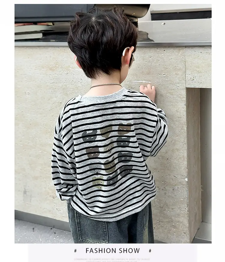 Boys Striped Long Sleeve T-Shirt 2025 Kids Casual Wear — feature 13