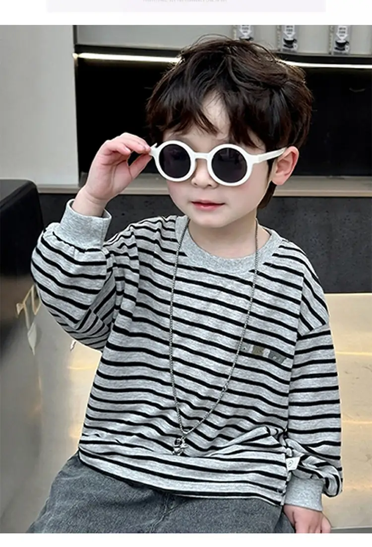 Boys Striped Long Sleeve T-Shirt 2025 Kids Casual Wear — feature 14