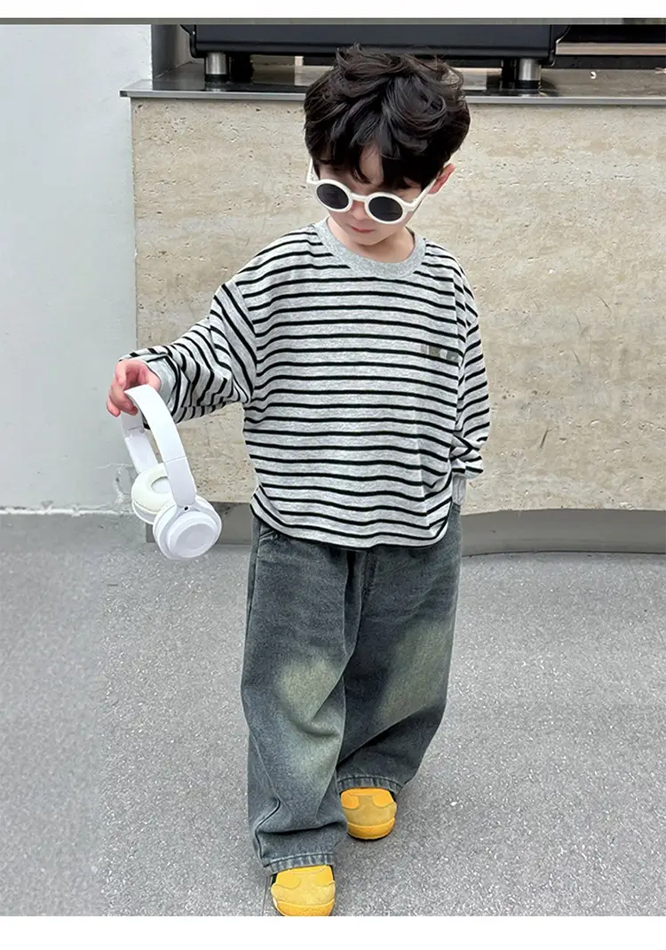 Boys Striped Long Sleeve T-Shirt 2025 Kids Casual Wear — feature 16
