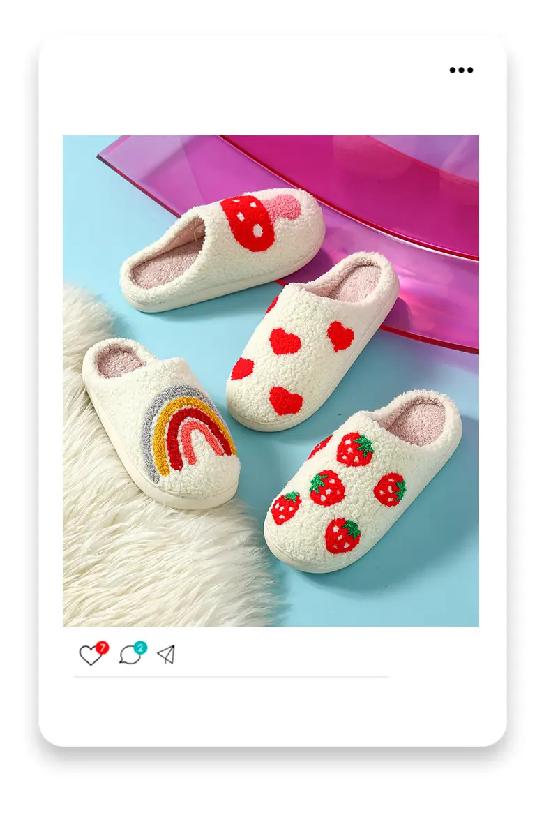 Halloween Strawberry Heart Cotton Slippers for Women — feature 6