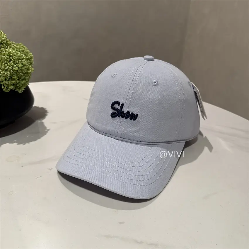Women Embroidered Letter Cap Beige Spring Summer - Image 4