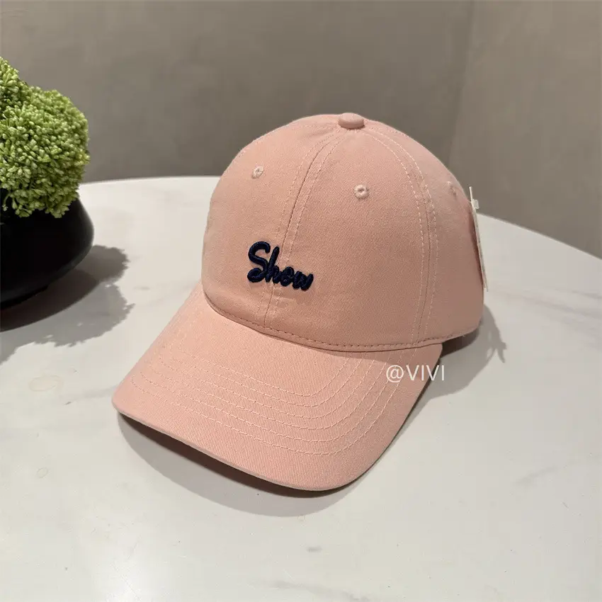 Women Embroidered Letter Cap Beige Spring Summer - Image 3