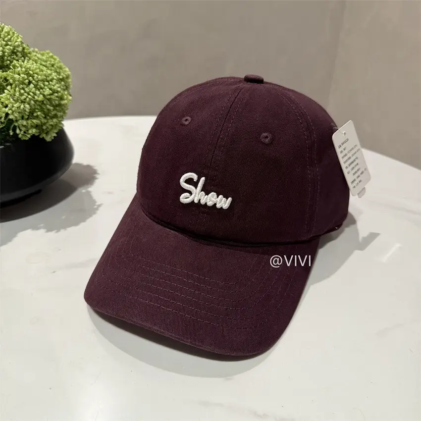 Women Embroidered Letter Cap Beige Spring Summer - Image 6