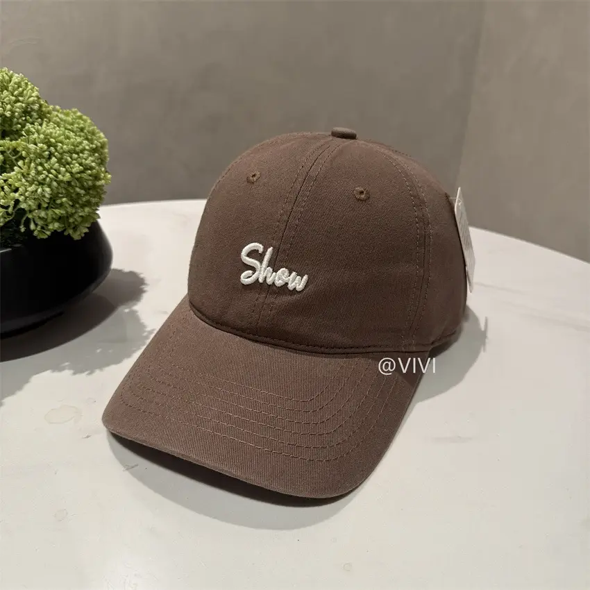 Women Embroidered Letter Cap Beige Spring Summer - Image 9