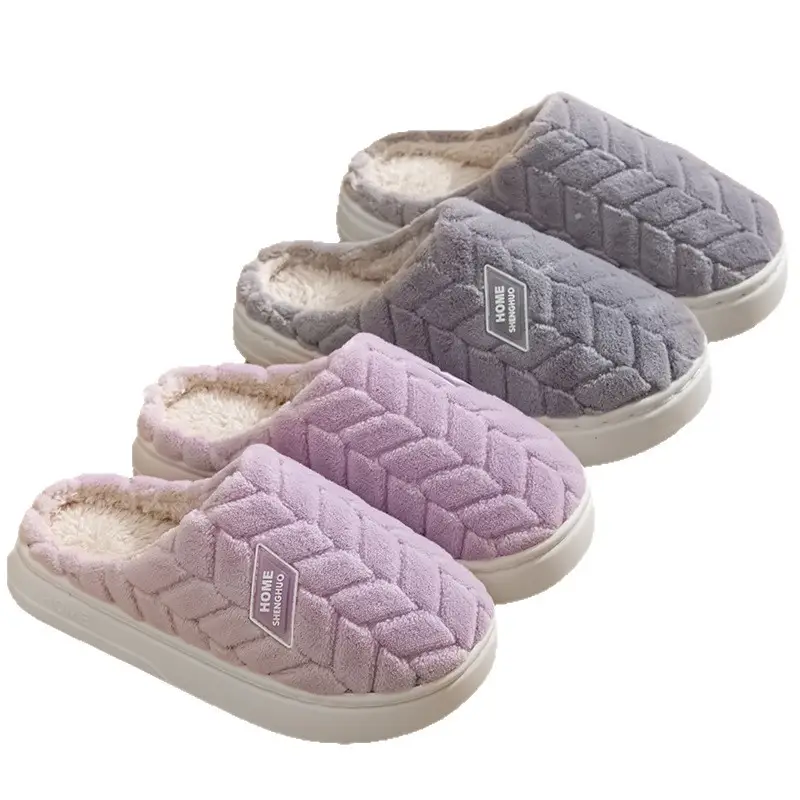Cotton Slippers for Home Autumn and Winter Women's Baotou Warm Plush Thickened Couple Plus Velvet Thick-Soled Home Slippers for Men Wholesale - Image 9