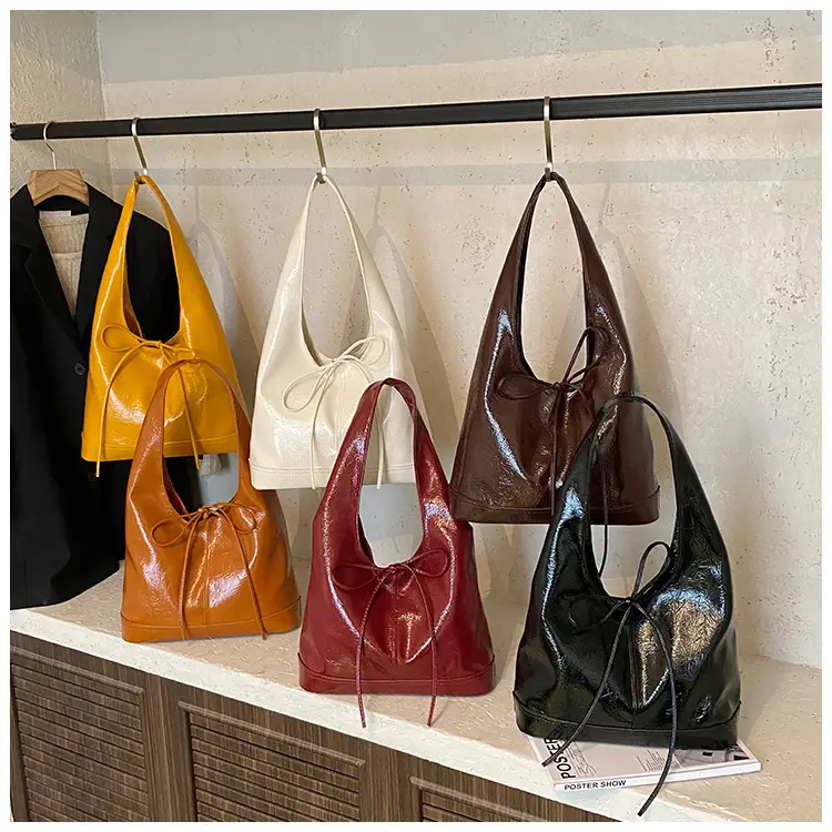 Red Bow Tote Bag for Women Leather Shoulder Bag — feature 1