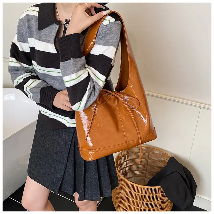 Red Bow Tote Bag for Women Leather Shoulder Bag — feature 12