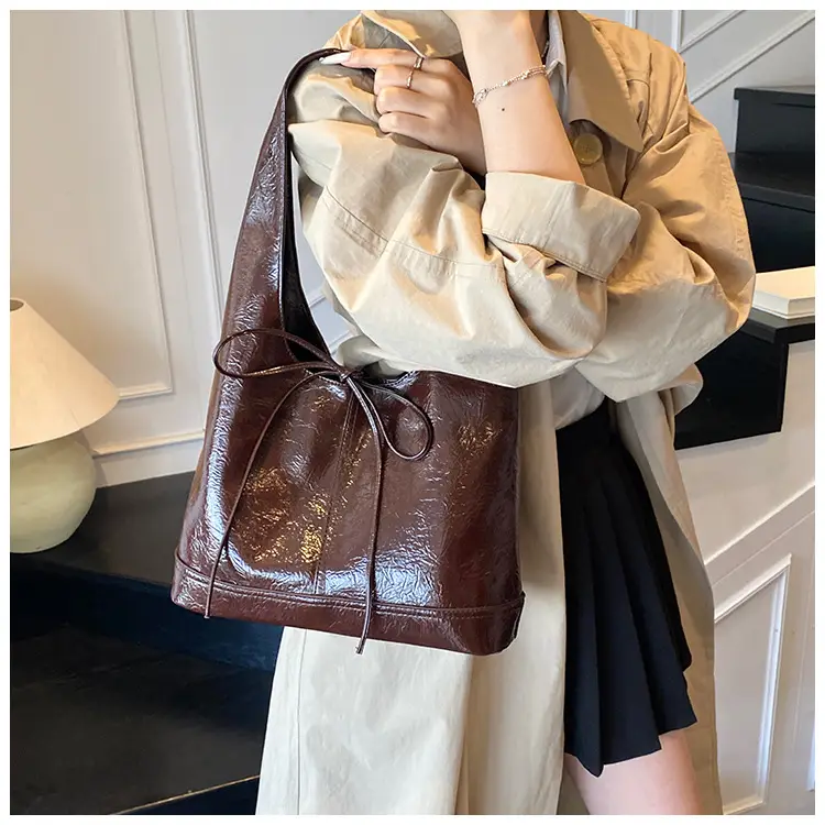 Red Bow Tote Bag for Women Leather Shoulder Bag — feature 17