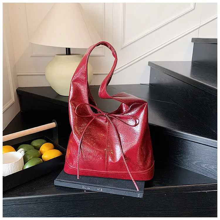 Red Bow Tote Bag for Women Leather Shoulder Bag — feature 22