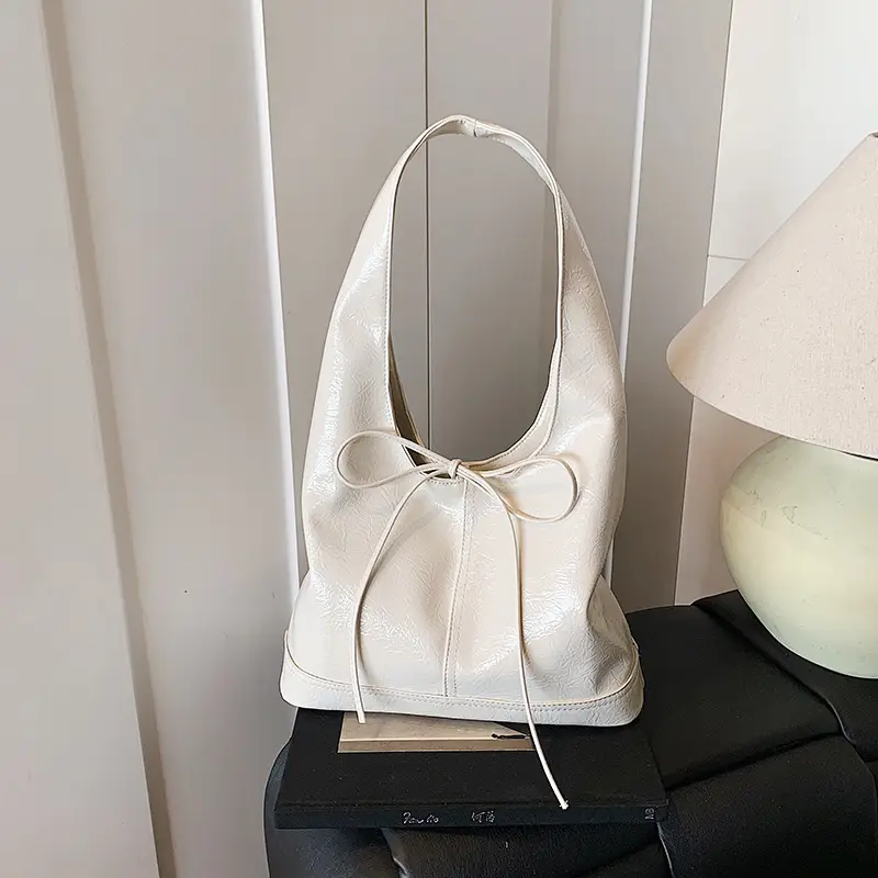 Red Bow Tote Bag for Women Leather Shoulder Bag