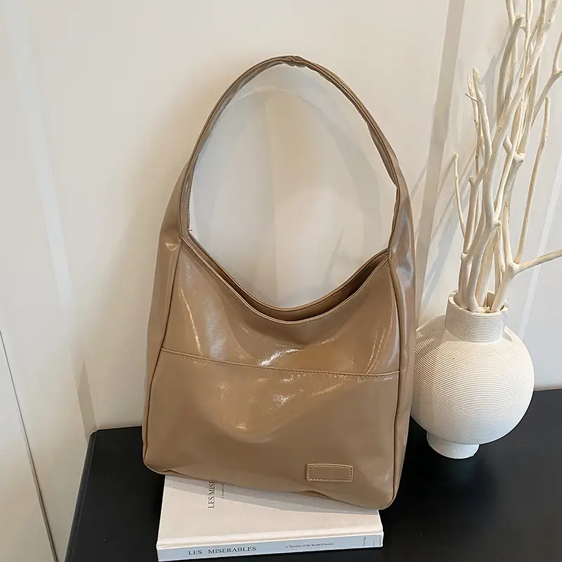 Korean Style Tan Leather Tote Bag for Women - Image 3