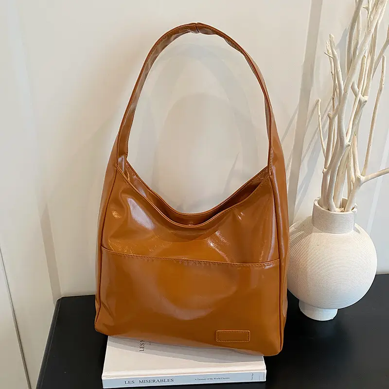 Korean Style Tan Leather Tote Bag for Women - Image 4