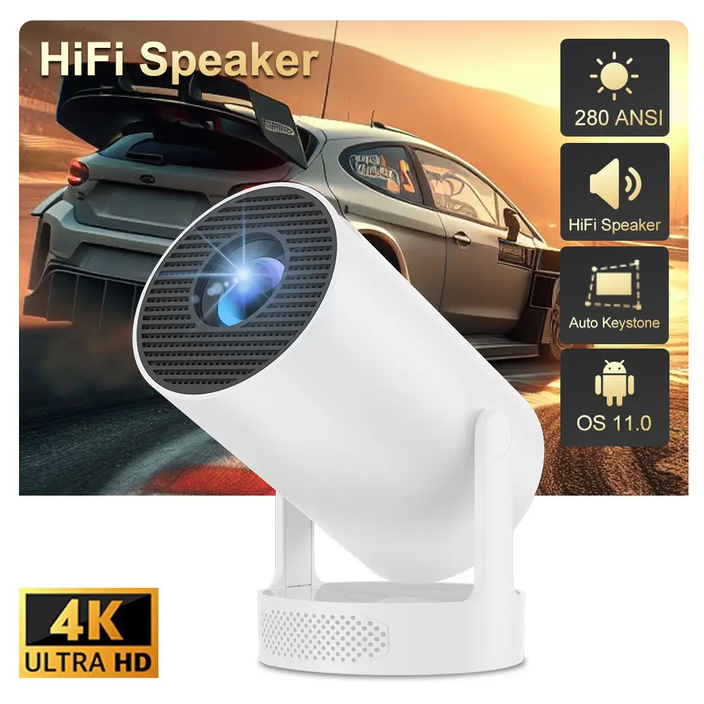 Cross-Border Popular Daytime Wall Projection 1080P Projector Mini Home Portable Hy300 Barrel Projector