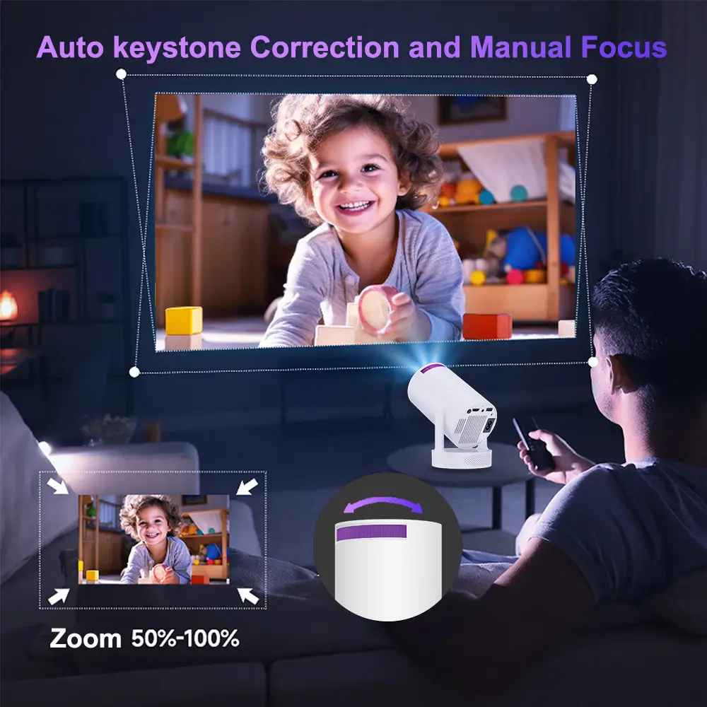 Cross-Border Popular Daytime Wall Projection 1080P Projector Mini Home Portable Hy300 Barrel Projector