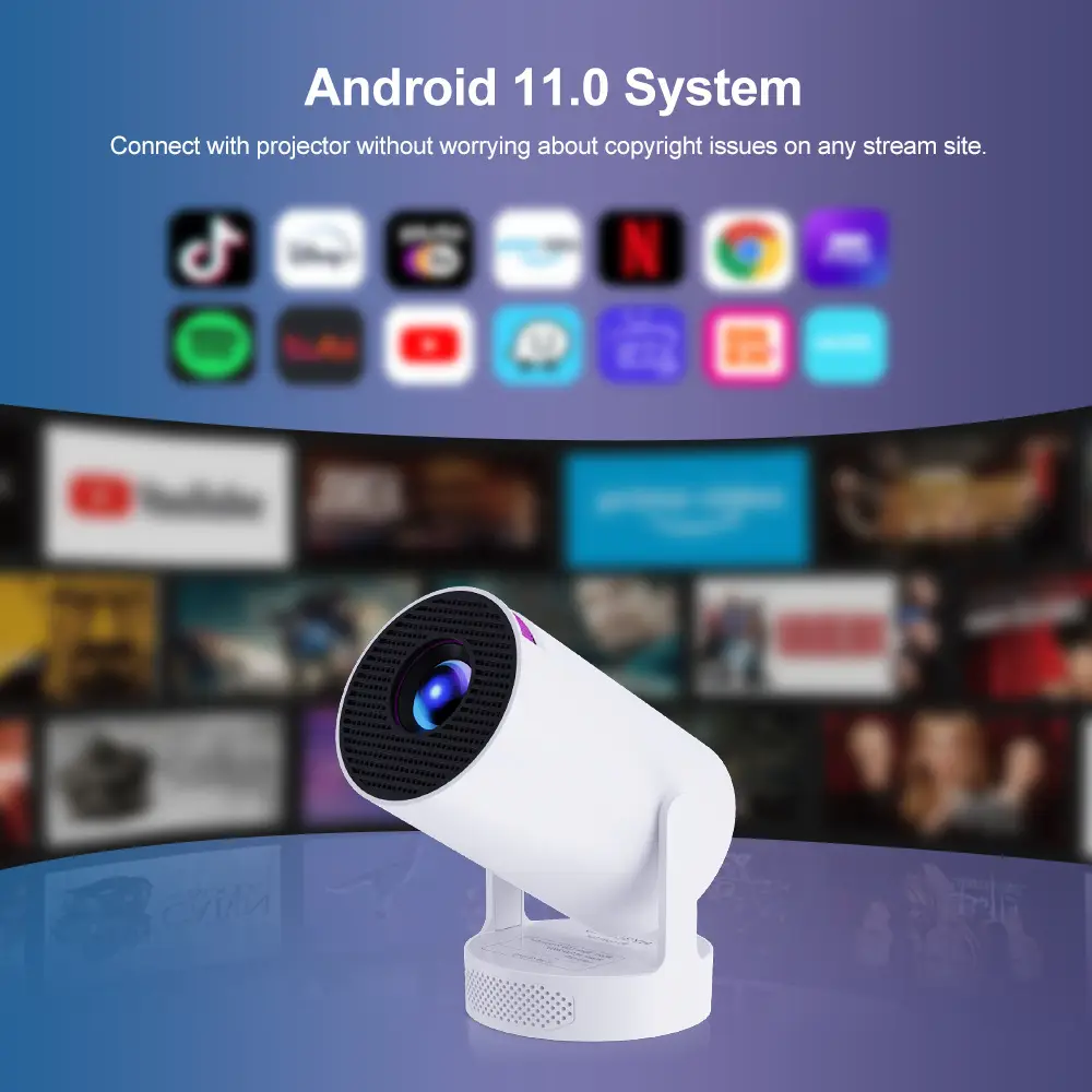 Cross-Border Popular Daytime Wall Projection 1080P Projector Mini Home Portable Hy300 Barrel Projector — feature 1