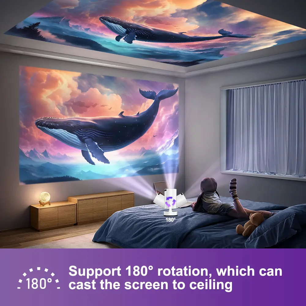 Cross-Border Popular Daytime Wall Projection 1080P Projector Mini Home Portable Hy300 Barrel Projector — feature 5