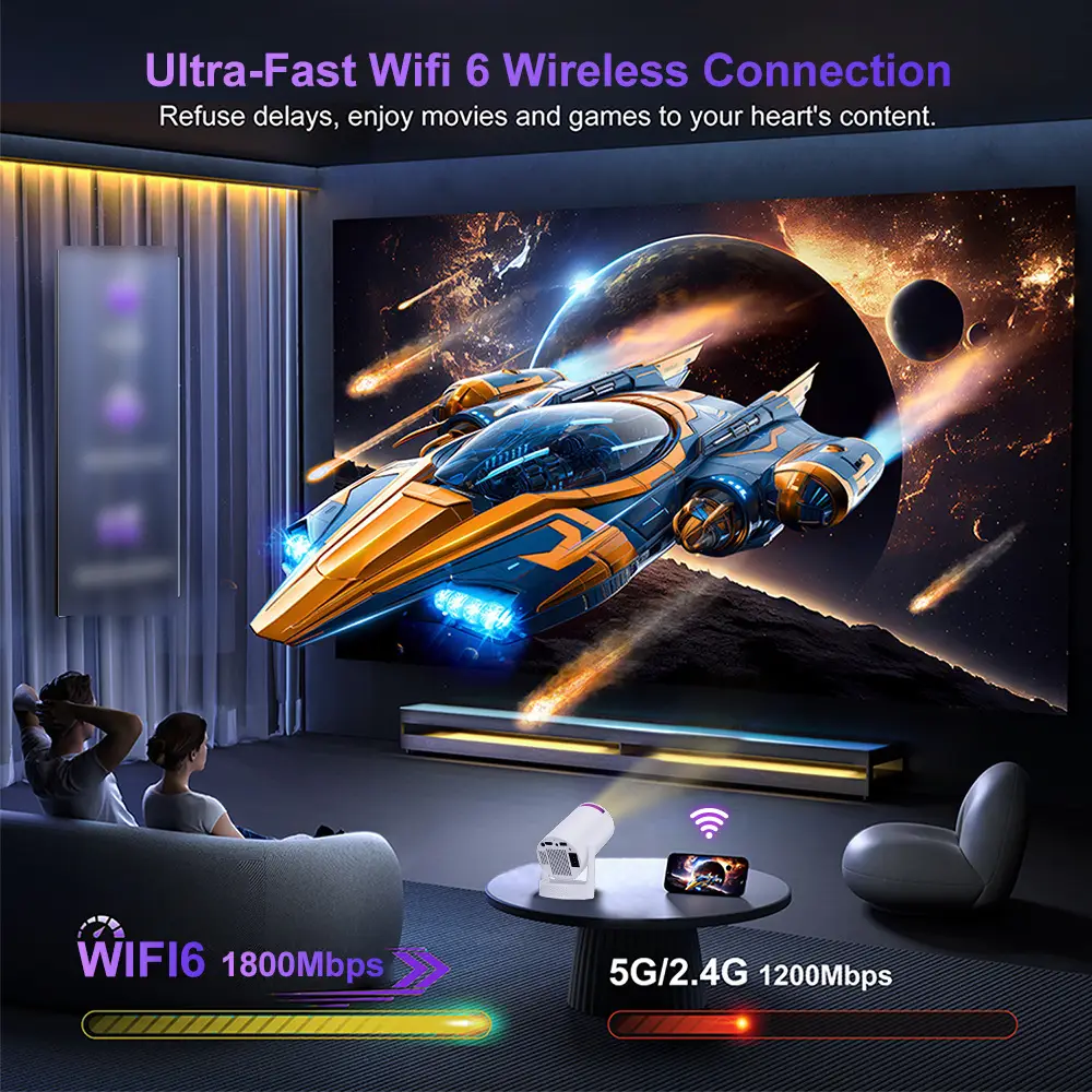 Cross-Border Popular Daytime Wall Projection 1080P Projector Mini Home Portable Hy300 Barrel Projector — feature 6